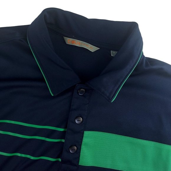 C-BUK by Cutter‎ & Buck Mens XL Blue Striped Short Sleeve Polo - Picture 1 of 6